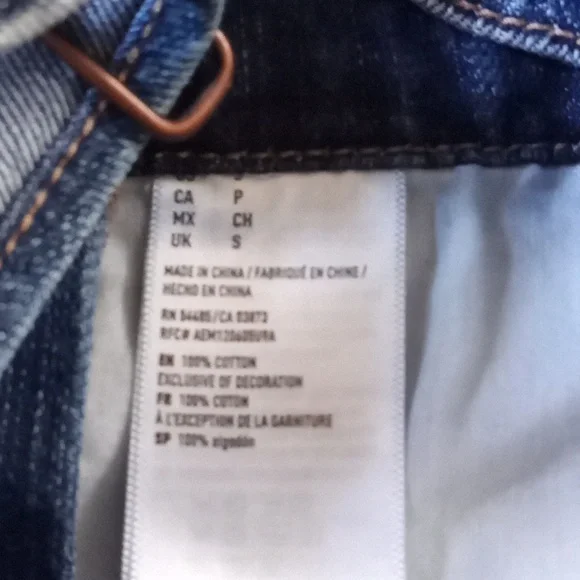 American Eagle Outfitters AEO Shortalls Blue Denim Handkerchief Pockets - Picture 9 of 10